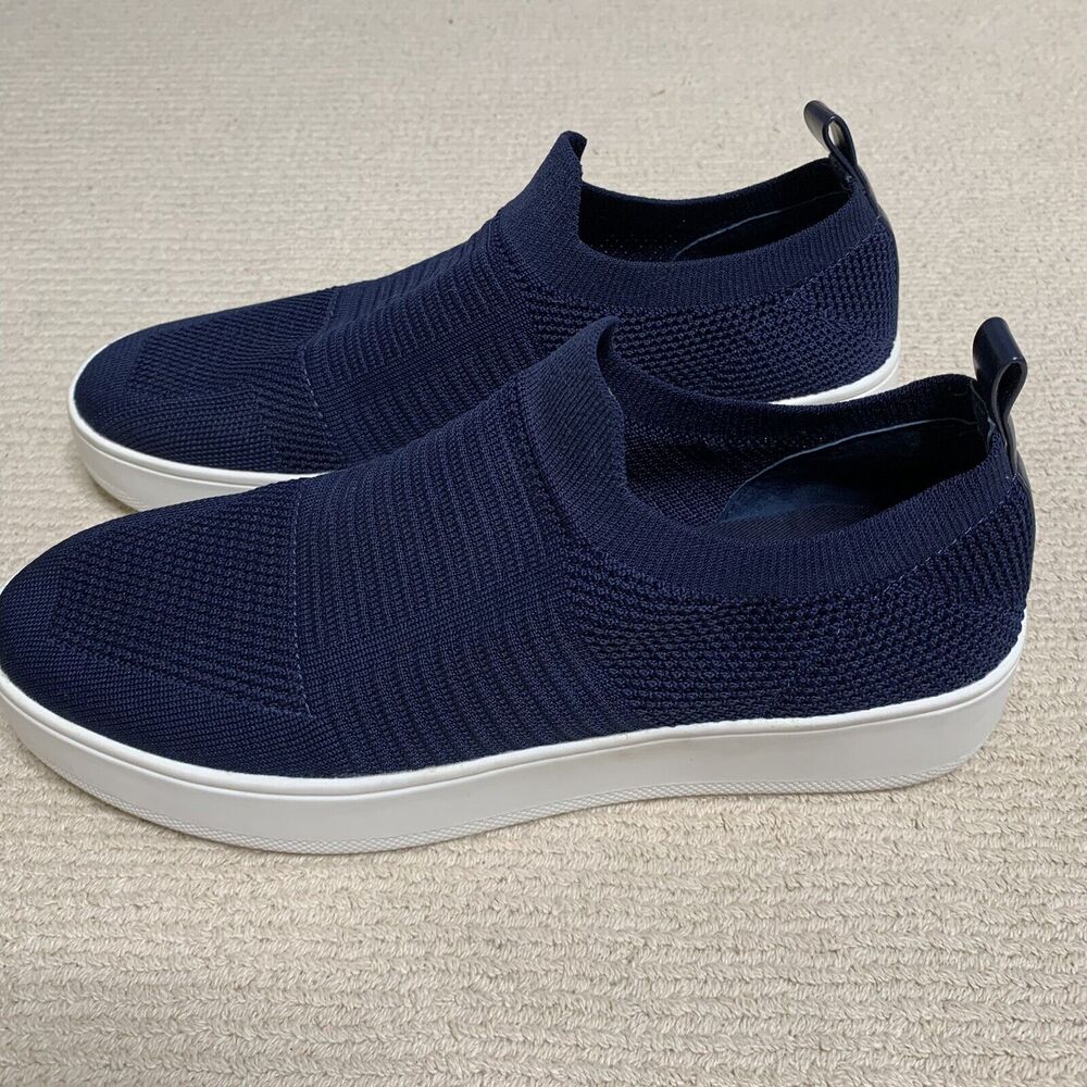 Steve Madden BEALE Sz 10 Navy Knit Fabric Slip On Low Top Shoes Womens Comfort